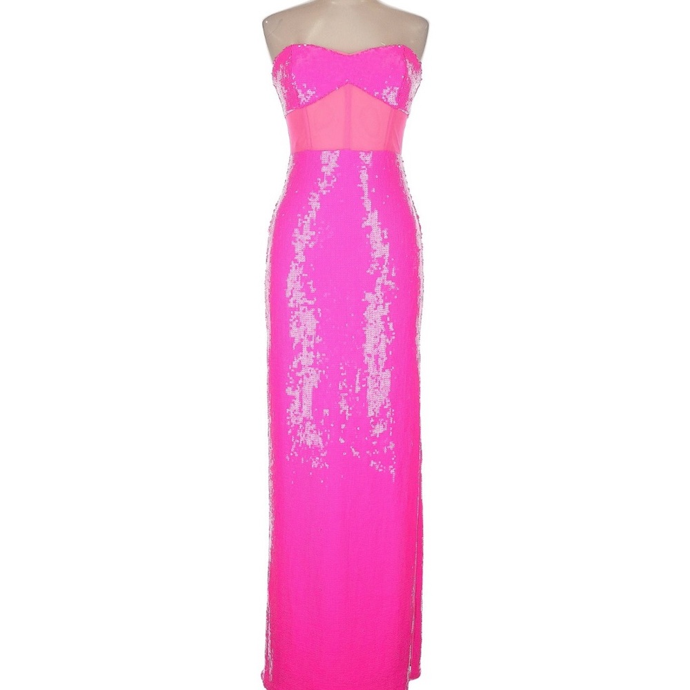 BCBMAXAZRIA Strapless Pink Sequin Gown size 8